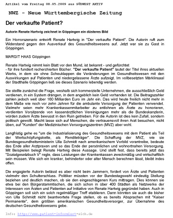 Neue Wrttembergische Zeitung, 08.05.2009