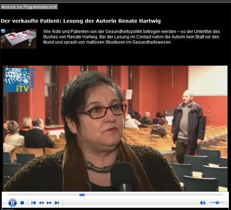 Der verkaufte Patient: Lesung der Autorin Renate Hartwig
