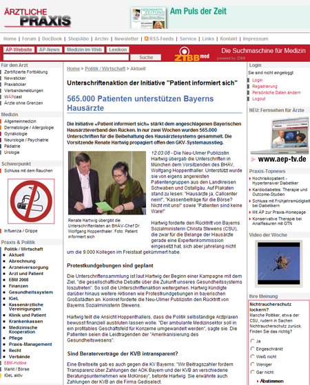 Unterschriftenaktion der Initiative "Patient informiert sich" 